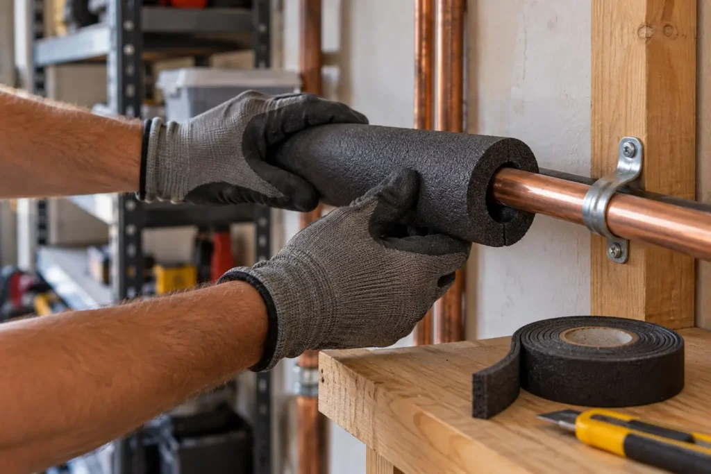 Installation of insulation on copper piping